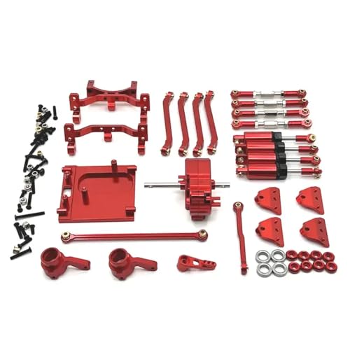 GCDZKJIJ Metall -Chassis -Verbindungsstange und Pull -Stangenhalterungs -Kit Kompatibel mit 1/12 RC -Autos kompatibel mit Ölschockdämpfer und Getriebemotorhalterungen(Red) von GCDZKJIJ