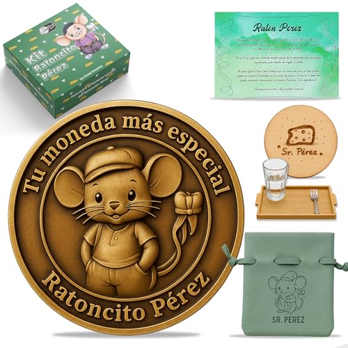 GreatDreams® Münze mit Miniaturgeschirr und geheimer Geschichte der Perez Maus von GD Great Dreams
