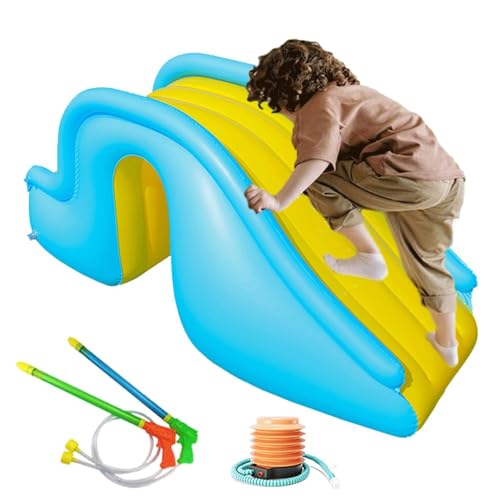GDAONUDK 2025 Neue Schwimmbadrutsche, aufblasbare Wasserrutsche mit Inflator und 2-teiliger Wasserpistole, Sommer-Schwimmbadzubehör, Wasserspielzeug für Kinder für drinnen und draußen GDAONUDK 2025 Neue Schwimmbadrutsche, aufblasbare Wasserrutsche mit Inflator und 2-teiliger Wasserpistole, Sommer-Schwimmbadzubehör, Wasserspielzeug für Kinder für drinnen und draußen von GDAONUDK