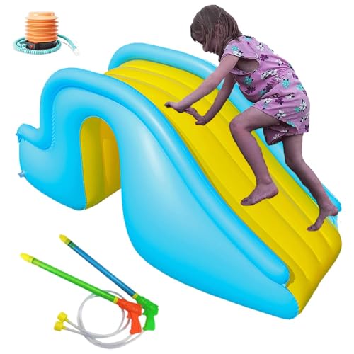 GDAONUDK Aufblasbare Rutsche, Wasserspielspielzeug, Langlebig, Lustig, Sommer, Outdoor, Kinder-Schwimmbadrutsche Mit FußPumpe und 2 Wasserpistolen GDAONUDK Aufblasbare Rutsche, Wasserspielspielzeug, Langlebig, Lustig, Sommer, Outdoor, Kinder-Schwimmbadrutsche Mit FußPumpe und 2 Wasserpistolen von GDAONUDK