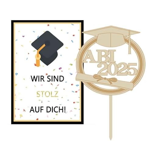 ABI 2025 Cake Topper aus Holz,Torten dekoration Abitur,Bestandene Prüfung Cupcake Deko Tortenstecker Abschlussfeier Graduation Party Deko Geschenke ABI 2025 Cake Topper aus Holz,Torten dekoration Abitur,Bestandene Prüfung Cupcake Deko Tortenstecker Abschlussfeier Graduation Party Deko Geschenke von GDFJBG