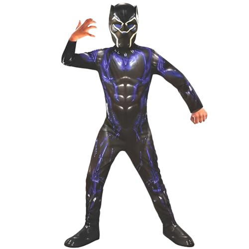 GDFJBG Black Panther Classic Childs Costume Schwarze Panther Luxus Kinderkleidung Superheld Cosplay Kostüm für Kinder Jumpsuit für Halloween Karneval Cosplay Größe 110 von GDFJBG