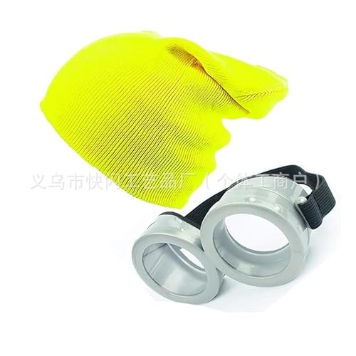 GDFJBG Cartoon Figur mit Brillenaugen, Brille Kostüm, Gelbe Figur, Lustige Cartoon-Figur mit Brillenaugen, gelbe Mütze von GDFJBG