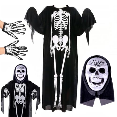 GDFJBG Skelett-Kostüm für Kinder Mit Maske und Handschuhen - Knochen Weiß für Halloween, Karneval, Cosplay und Dress Up Partys - Unisex GDFJBG Skelett-Kostüm für Kinder Mit Maske und Handschuhen - Knochen Weiß für Halloween, Karneval, Cosplay und Dress Up Partys - Unisex von GDFJBG