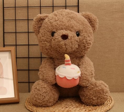 GDFJBG Teddy Plüschtier,Teddy mit Kuchen und Hat, 30cm Nette Plüsch Spielzeug Niedliche Kuscheltier Plüschbär für Mädchen Jungen Kinder Partei Weihnachten Geburtstag (B) von GDFJBG