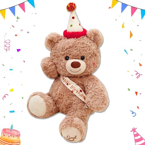 GDFJBG Teddy Plüschtier,Teddy mit Kuchen und Hat, 30cm Nette Plüsch Spielzeug Niedliche Kuscheltier Plüschbär für Mädchen Jungen Kinder Partei Weihnachten Geburtstag (C) von GDFJBG