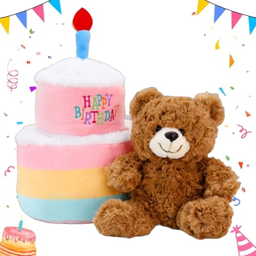 GDFJBG Teddybär Geburtstagskuchen Plüsch Spielzeug, Weiche Plüschbär Süß Stofftiere Kuscheltier, Plüsch Spielzeug Interaktive animierte Kinder Geschenke, Braun, 20cm GDFJBG Teddybär Geburtstagskuchen Plüsch Spielzeug, Weiche Plüschbär Süß Stofftiere Kuscheltier, Plüsch Spielzeug Interaktive animierte Kinder Geschenke, Braun, 20cm von GDFJBG