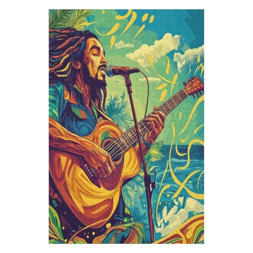 1000 Teile Puzzle für Erwachsene. EIN anspruchsvolles Puzzlespiel für die ganze Familie. Geschenke für Frauen für Männer. Thema Reggae Bob Marley-26x38cm von GDFWB