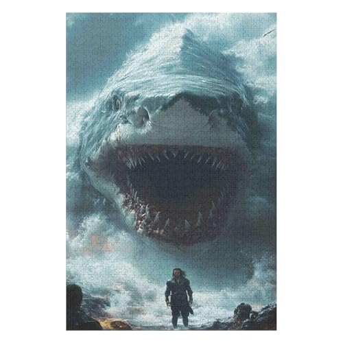 1000-teiliges Karton-Puzzlespiel, Menschenfressender Hai, Entspannungs-Puzzlespiele, Denksport für Kinder und Erwachsene, Geschenke-50x70cm 1000-teiliges Karton-Puzzlespiel, Menschenfressender Hai, Entspannungs-Puzzlespiele, Denksport für Kinder und Erwachsene, Geschenke-50x70cm von GDFWB