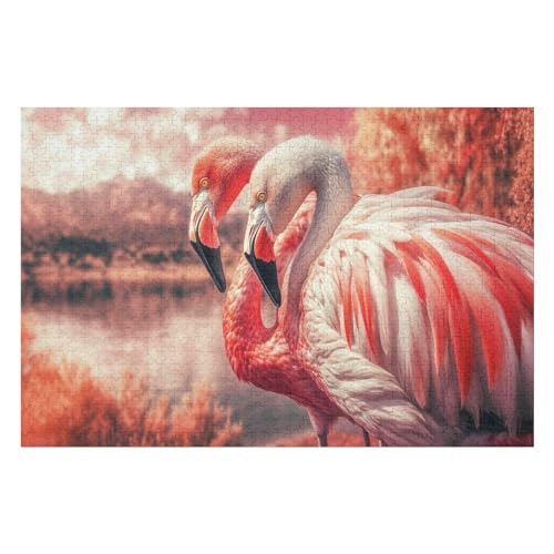 1000-teiliges Kunstpuzzle Für Erwachsene Mit Schwieriger Herausforderung Flamingo Puzzle 1000 PCS 50 * 70cm von GDFWB