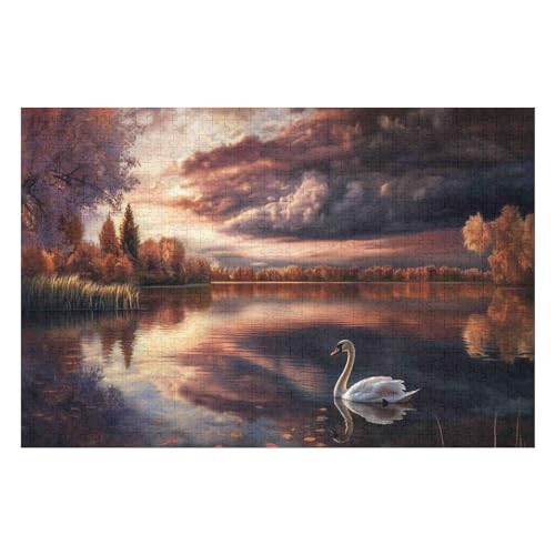 1000-teiliges Kunstpuzzle Für Erwachsene Mit Schwieriger Herausforderung Swan Puzzle 1000 PCS 50 * 70cm von GDFWB