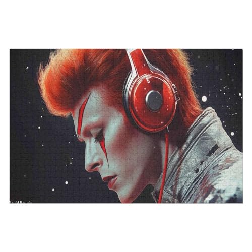 1000-teiliges Puzzle, David Bowie Rock Singer Muster, Kunstdrucke, Lustige Familienaktivitäten, Langlebiger Karton, 1000 PCS von GDFWB