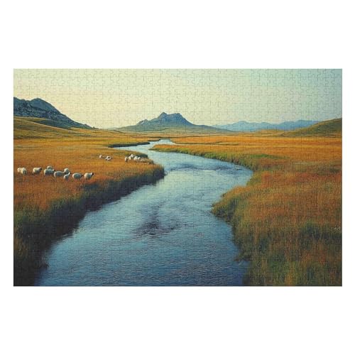 1000-teiliges Puzzle Für Erwachsene, Anspruchsvolles Spiel, Puzzle Mit Buchstaben Auf Der Rückseite Grassland 1000 PCS26*38cm von GDFWB