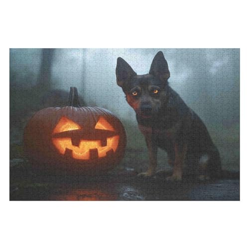 1000-teiliges Puzzle Für Erwachsene, Halloween Dog Perfekte Buchstaben Auf Der Rückseite, Staubfrei, Heimdekoration, Herausforderungsspielzeug, Geeignet Für Männer, Frauen 1000 PCS-50 * 75cm 1000-teiliges Puzzle Für Erwachsene, Halloween Dog Perfekte Buchstaben Auf Der Rückseite, Staubfrei, Heimdekoration, Herausforderungsspielzeug, Geeignet Für Männer, Frauen 1000 PCS-50 * 75cm von GDFWB