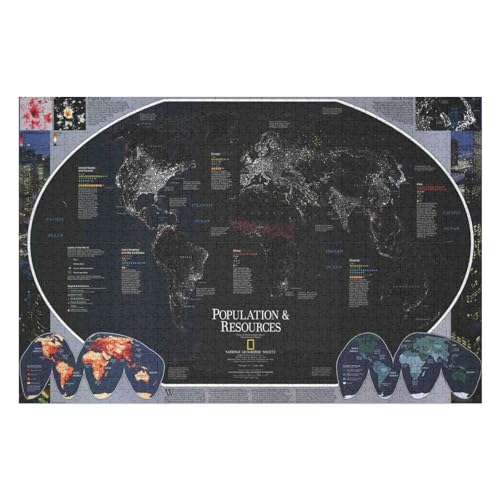 1000-teiliges Puzzle Für Erwachsene, World Map Anspruchsvolle Rätsel, Kombinierbar, Perfektes Spielzeug, Geschenke10 50x70cm Vhj003 von GDFWB
