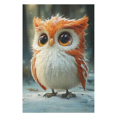 1000-teiliges Puzzle Für Erwachsene Anspruchsvolles Spiel Puzzle Mit Buchstaben Auf Der Rückseite Cute Owl17Z438c38x52cm von GDFWB