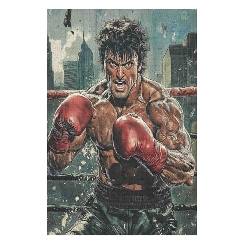 1000-teiliges Puzzle Für Erwachsene Rocky Balboa Legendary Boxer Die Lebendigen Details Sind Herausfordernd Und Jedes Teil Perfekt Für Puzzle Liebhaber Macht33Z154c38x52cm von GDFWB