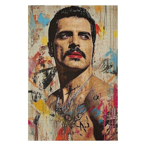 1000-teiliges Puzzle – Vollfarbiges Queen Freddy-Puzzle aus Pappe für Kinder, Erwachsene und Jugendliche-38x52cm von GDFWB