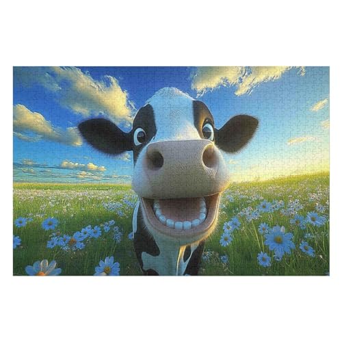 2000-teiliges Puzzle Für Erwachsene, Anspruchsvolles Spiel, Puzzle Mit Buchstaben Auf Der Rückseite Funny Cow 2000 PCS70*100cm von GDFWB