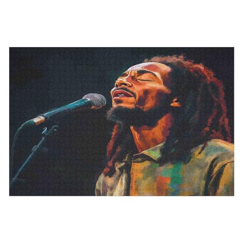 2000-teiliges Puzzle Für Erwachsene, Anspruchsvolles Spiel, Puzzle Mit Buchstaben Auf Der Rückseite Reggae Bob Marley 2000 PCS von GDFWB