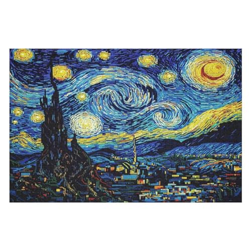 2000-teiliges Puzzle Für Erwachsene, Anspruchsvolles Spiel, Puzzle Mit Buchstaben Auf Der Rückseite Starry Night 2000 PCS von GDFWB