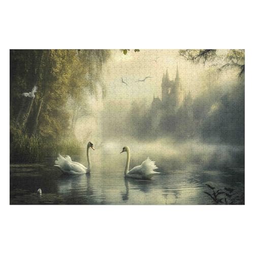 2000-teiliges Puzzle Für Erwachsene, Anspruchsvolles Spiel, Puzzle Mit Buchstaben Auf Der Rückseite Swan 2000 PCS 70 * 100cm von GDFWB
