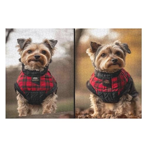 2000-teiliges Puzzle Für Erwachsene, Anspruchsvolles Spiel, Puzzle Mit Buchstaben Auf Der Rückseite Yorkshire Terrier 2000 PCS 70 * 100cm von GDFWB