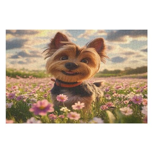 2000-teiliges Puzzle Für Erwachsene, Anspruchsvolles Spiel, Puzzle Mit Buchstaben Auf Der Rückseite Yorkshire Terrier 2000 PCS 70 * 100cm von GDFWB