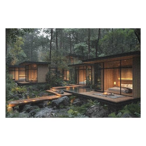 2000-teiliges Puzzle Für Erwachsene, Hot Spring House Perfekte Buchstaben Auf Der Rückseite, Staubfrei, Heimdekoration, Herausforderungsspielzeug, Geeignet Für Männer, Frauen 2000 PCS 70 * 100cm von GDFWB