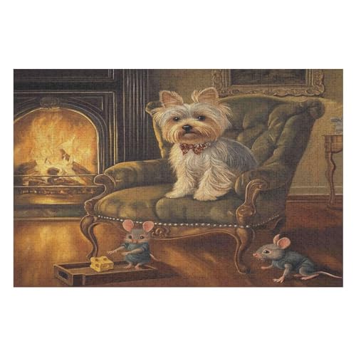 2000-teiliges Puzzle Für Erwachsene, Yorkshire Terrier Anspruchsvolle Rätsel, Kombinierbar, Perfektes Spielzeug, Geschenke 2000 PCS 70 * 100cm von GDFWB