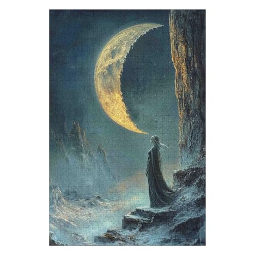 2000-teiliges Puzzle Für Erwachsene Anspruchsvolles Spiel Puzzle Mit Buchstaben Auf Der Rückseite Moon Elf17Z261c70x100cm von GDFWB