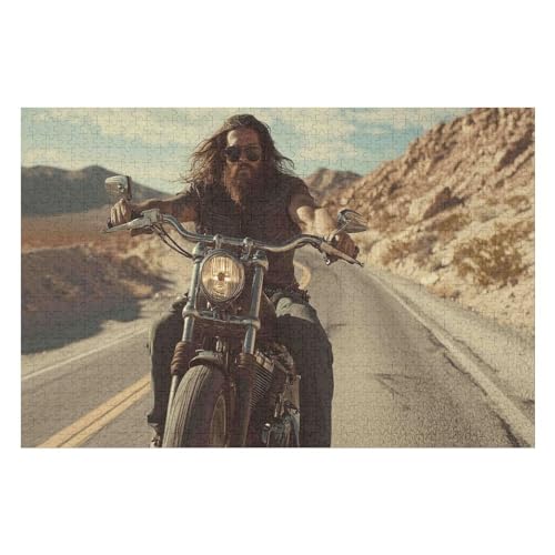 2000-teiliges Puzzle Für Erwachsene Anspruchsvolles Spiel Puzzle Mit Buchstaben Auf Der Rückseite Motorcycle Gang17 70x100cmMbT154 von GDFWB
