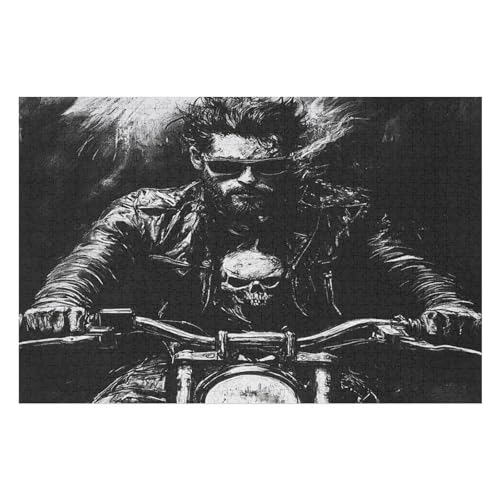 2000-teiliges Puzzle Für Erwachsene Anspruchsvolles Spiel Puzzle Mit Buchstaben Auf Der Rückseite Motorcycle Gang17 70x100cmMbT207 von GDFWB