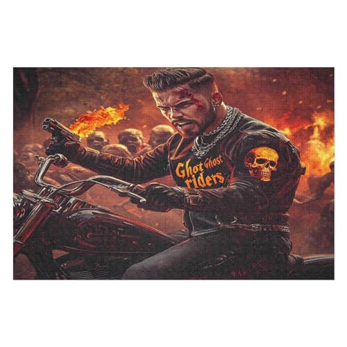 2000-teiliges Puzzle Für Erwachsene Anspruchsvolles Spiel Puzzle Mit Buchstaben Auf Der Rückseite Motorcycle Gang17 70x100cmMbT275 von GDFWB
