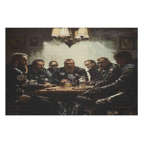 2000-teiliges Puzzle Für Erwachsene Anspruchsvolles Spiel Puzzle Mit Buchstaben Auf Der Rückseite Motorcycle Gang17 70x100cmMbT318 von GDFWB