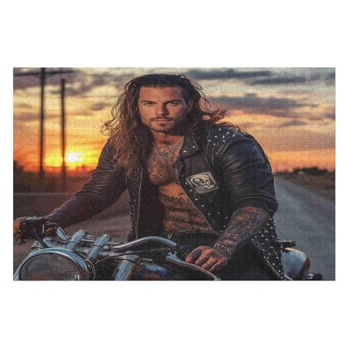 2000-teiliges Puzzle Für Erwachsene Anspruchsvolles Spiel Puzzle Mit Buchstaben Auf Der Rückseite Motorcycle Gang17 70x100cmMbT330 von GDFWB