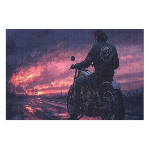 2000-teiliges Puzzle Für Erwachsene Anspruchsvolles Spiel Puzzle Mit Buchstaben Auf Der Rückseite Motorcycle Gang17 70x100cmMbT365 von GDFWB
