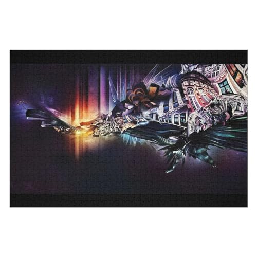 3D Space Painting 1000-teiliges Puzzle Für Erwachsene, Recycelbare Materialien, HD-Druck, Geeignet Für Familien- Und Teambuilding-Spiele, Geschenke Für Freunde Und Familie 1000 PCS 50 * 70cm von GDFWB