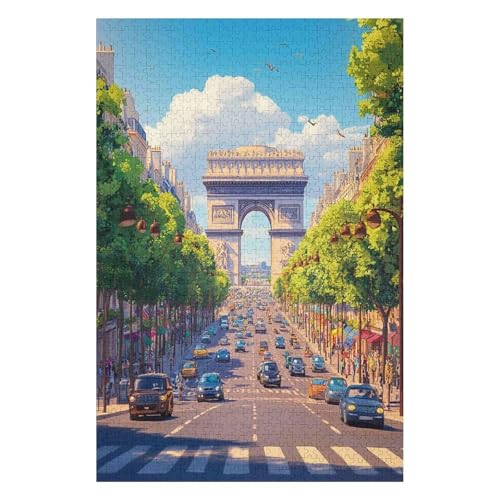 Arc De Triomphe 1500 Teile Puzzle für Erwachsene Kinderpuzzle Lernspiel Spielzeug Lernspielzeug-57x87cm von GDFWB