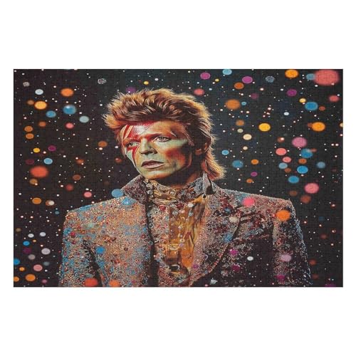David Bowie Rock Singer 1000-teiliges Puzzle Für Erwachsene, Recycelbare Materialien, HD-Druck, Geeignet Für Familien- Und Teambuilding-Spiele, Geschenke Für Freunde Und Familie 1000 PCS von GDFWB