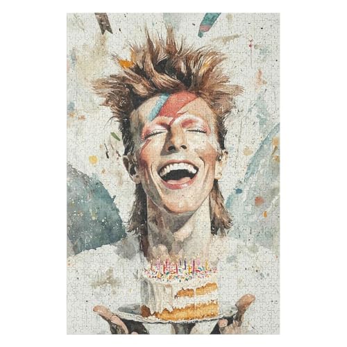 David Bowie Rocksänger Poster Puzzle 1000 Teile Spielzeug für Erwachsene Dekompressionsspiel-50x70cm von GDFWB