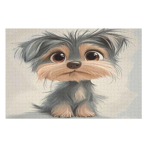 Erwachsenenpuzzle, 1000 Teile, Yorkshire Terrier Kunsträtsel, Gemälde, Anspruchsvolle Rätsel 1000 PCS 50 * 70cm von GDFWB