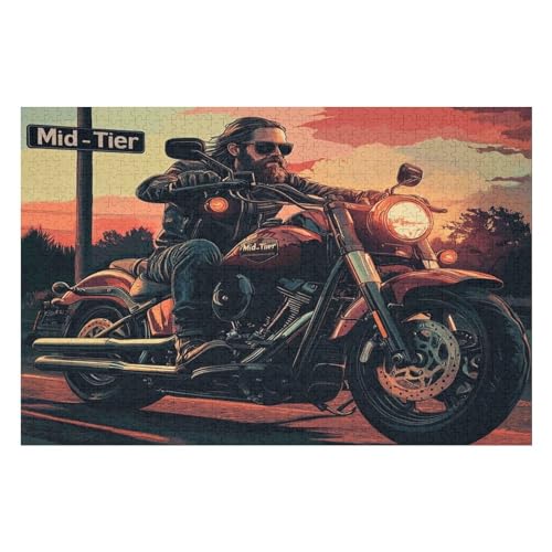 Erwachsenenpuzzle 2000 Teile Motorcycle Gang Kunsträtsel Gemälde Anspruchsvolle Rätsel13 70x100cmMbT203 von GDFWB