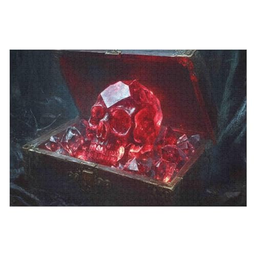 Farbpuzzles Für Erwachsene Ab 2000 Teilen, Red Crystal Skull Puzzles Als Einzigartige Geschenke Für Die Inneneinrichtung 2000 PCS-70 * 100cm von GDFWB