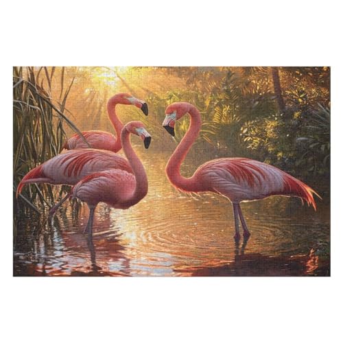 Flamingo Poster – Fortgeschrittenes 1000-teiliges Puzzle Für Erwachsene 1000 PCS 50 * 70cm von GDFWB