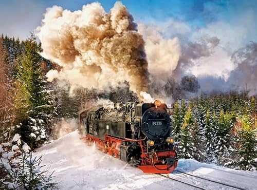 Jigsaw Puzzle 2000 Pieces Winter Trains Posters for Adult Familys Puzzle Toy Decompression Game Kn196 70x100cm von GDFWB
