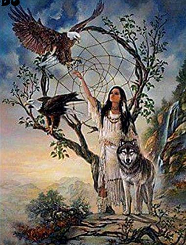 Jigsaw Puzzle | Indian Woman Eagle Wolf Toy Puzzles| Puzzle 1000 Pieces75*50cm von GDFWB