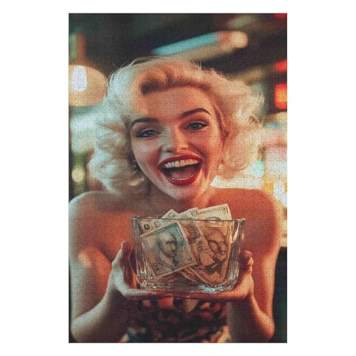 Marilyn Monroe Puzzle für Erwachsene, 1000 Teile, Puzzles für Erwachsene und Kinder ab 12 Jahren, Kartonpuzzles, Lernspiele für zu Hause, DIY-Spielzeug-26x38cm von GDFWB