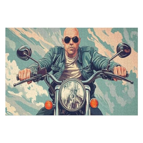 Motorcycle Gang Kunststil Puzzle Umweltfreundlich 1000 Teile Satinierte Oberfläche Lustige Herausforderung Für Erwachsene Und Familien30 26x38cmMbT208 von GDFWB