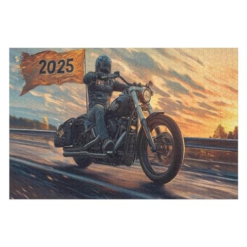 Motorcycle Gang Kunststil Puzzle Umweltfreundlich 1000 Teile Satinierte Oberfläche Lustige Herausforderung Für Erwachsene Und Familien30 38x52cmMbT223 von GDFWB